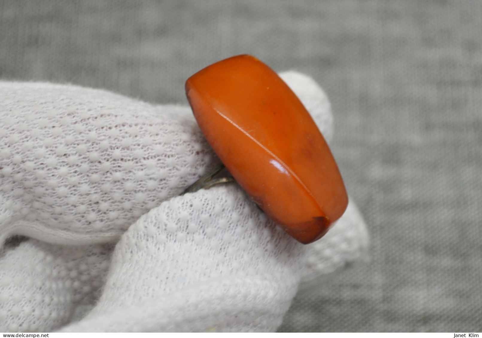 Vintage Silver Ring With Natural Amber - Anelli