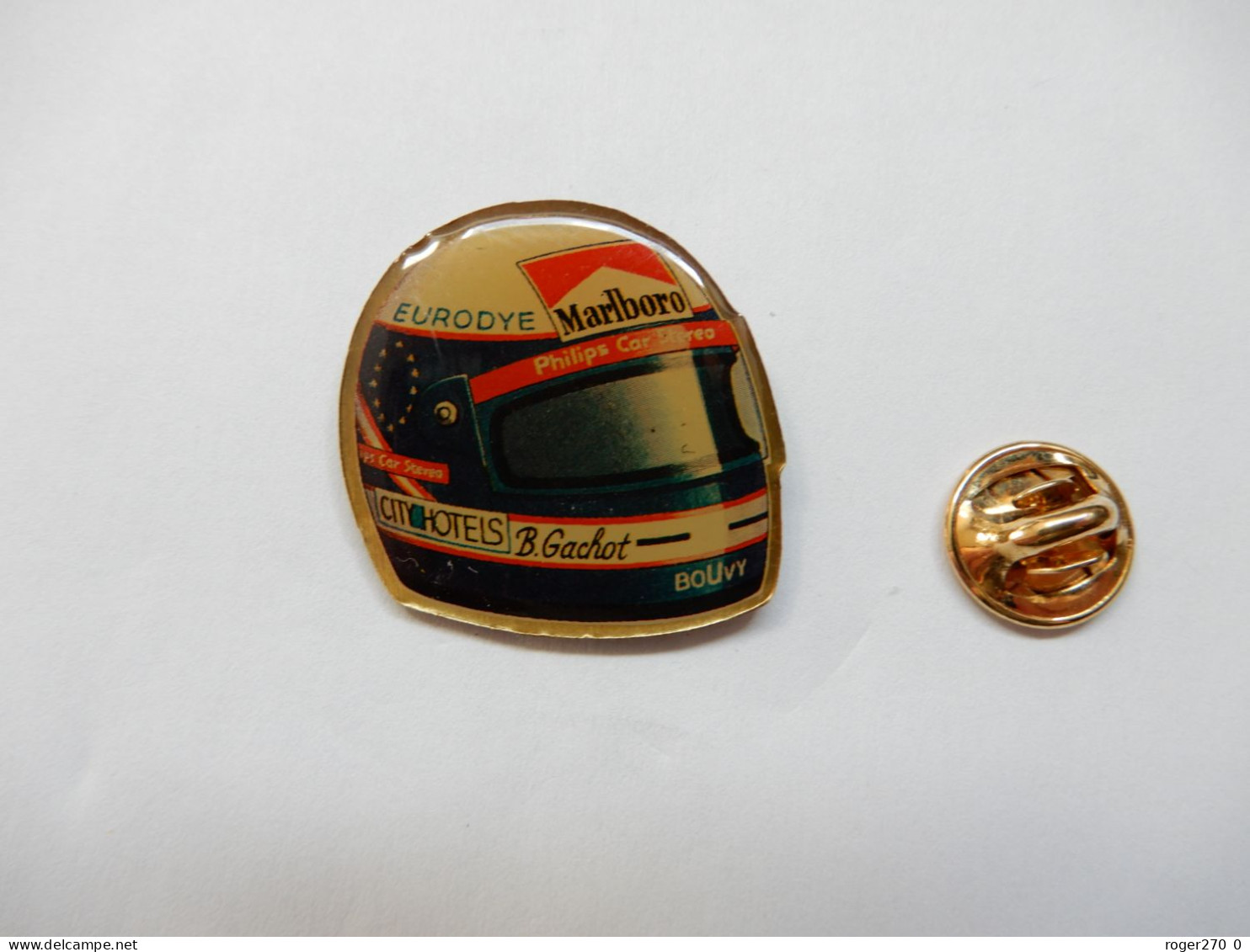 Beau Pin's , Auto F1 , Formule 1 , Casque Bertrand Gachot , Tabac Marlboro , Philips - F1