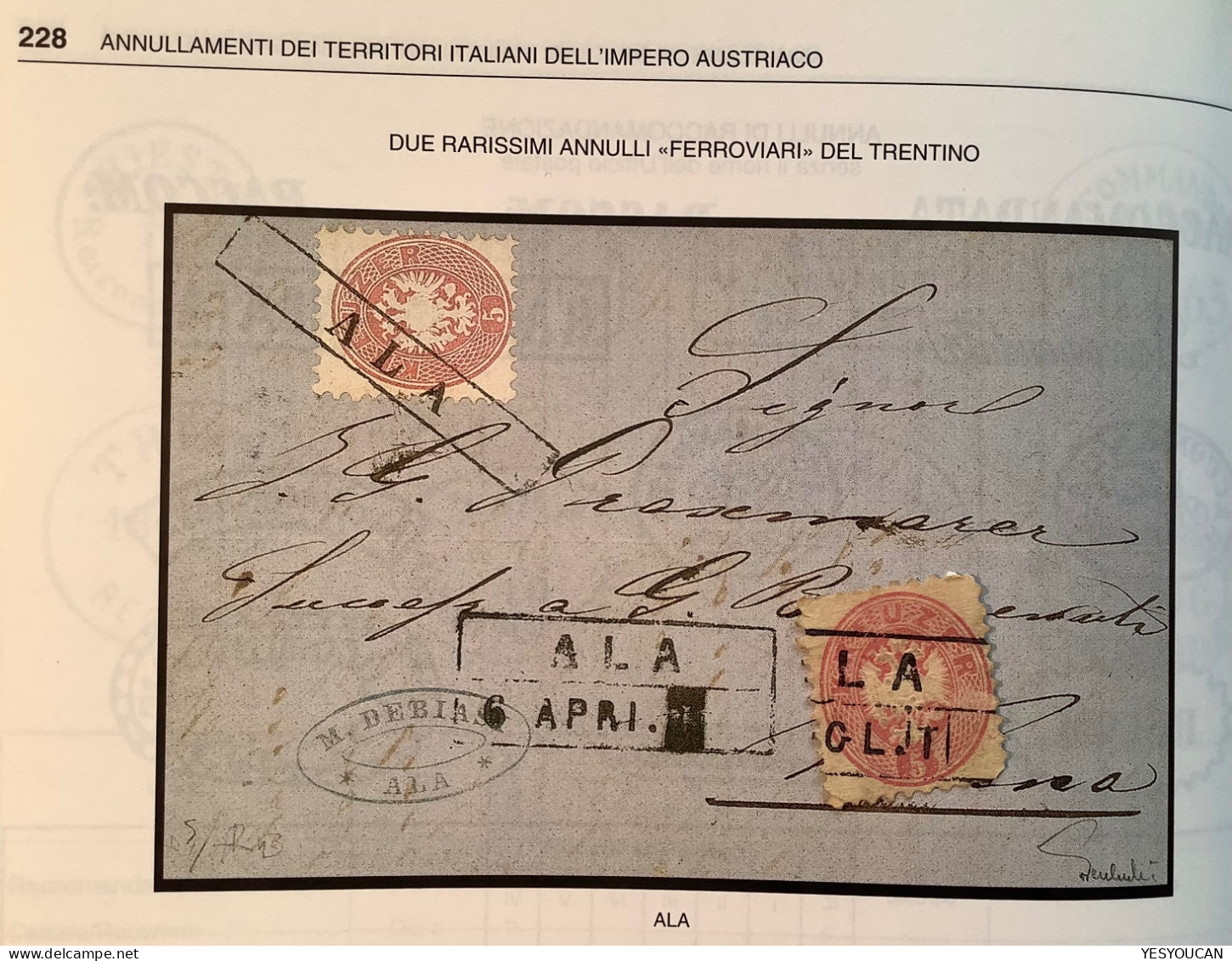 ALA „FERROVIARI“ Sa~R2 8000€ (Südtirol Trento Italia) Österreich1863/64 (Trentino Alto Adige Railroad TPO Bahnpost - Oblitérés