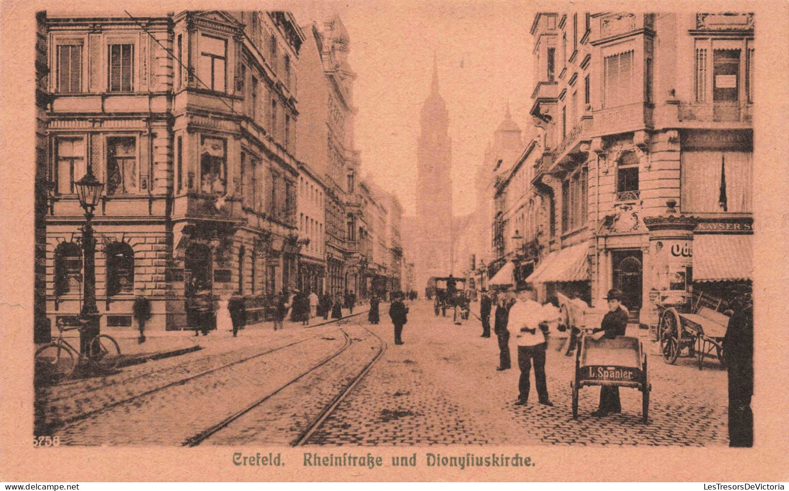 ALLEMAGNE - Krefeld - Rheinitrasse Und Dionyfiuskirdie - Animé - Carte Postale Ancienne - Krefeld