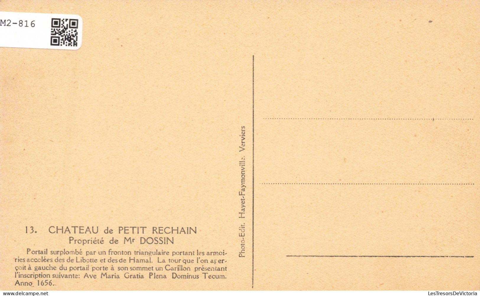 BELGIQUE - Verviers - Chateau De Petit Rechain - Propriété De Mr Dossin - Portail - Carte Postale Ancienne - Verviers