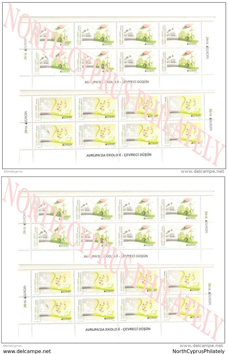 2 X 2016 TURKISH CYPRUS ZYPERN CHYPRE CIPRO " Europa ECOLOGY IN EUROPE " Minisheet - 2016