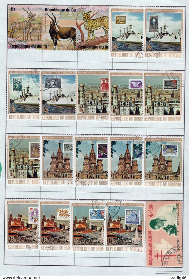 BURUNDI - LOT DE 110 TIMBRES OBLITERES EN TRES BON ETAT - 6 SCANS - Oblitérés