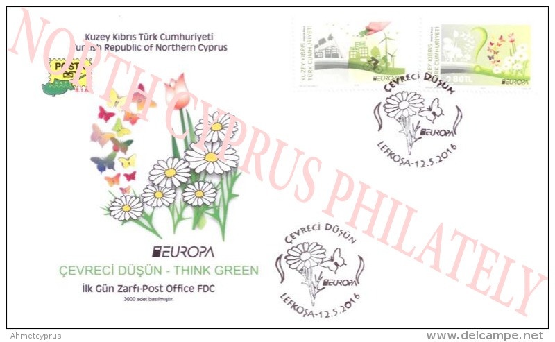 2016 TURKISH CYPRUS ZYPERN CHYPRE CIPRO " Europa ECOLOGY IN EUROPE " FDC - 2016