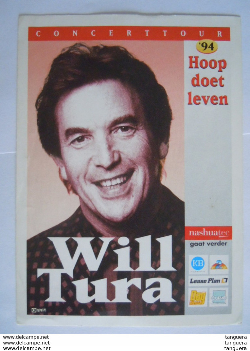 Flyer Will Tura Concerttour 1994 Hoop Doet Leven Form. 10,5 X 14,5 Cm - Objets Dérivés