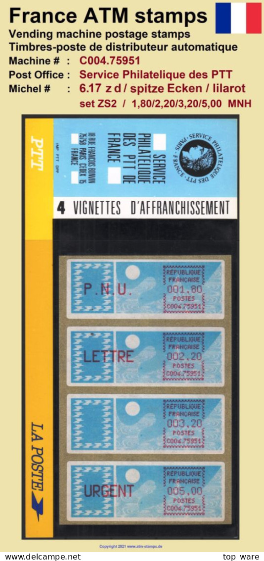 France ATM Stamps C004.75951 Michel 6.17 Zd Series ZS2 MNH / Crouzet LSA Distributeurs Automatenmarken Frama Lisa - 1985 Carta « Carrier »