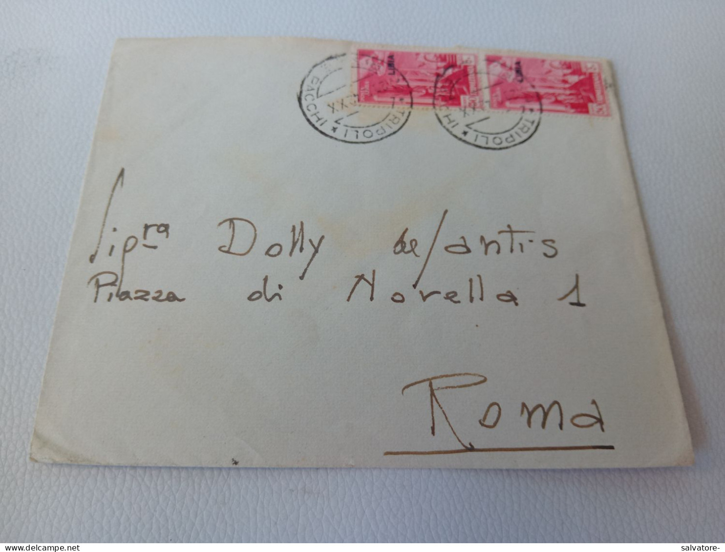 LETTERA CON COPPIA 50 CENTESIMI POSTA AEREA LIBIA 1942 - Libia