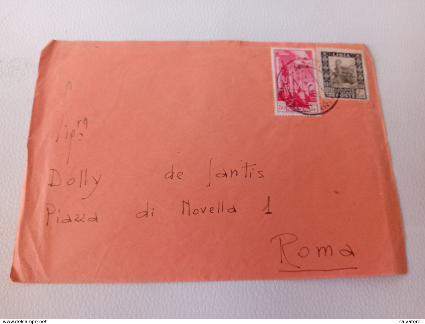 LETTERA CON 50 CENTESIMI POSTA AEREA LIBIA + 50 CENTESIMI COLONIE ITALIANE LIBIA-1942 - Libya