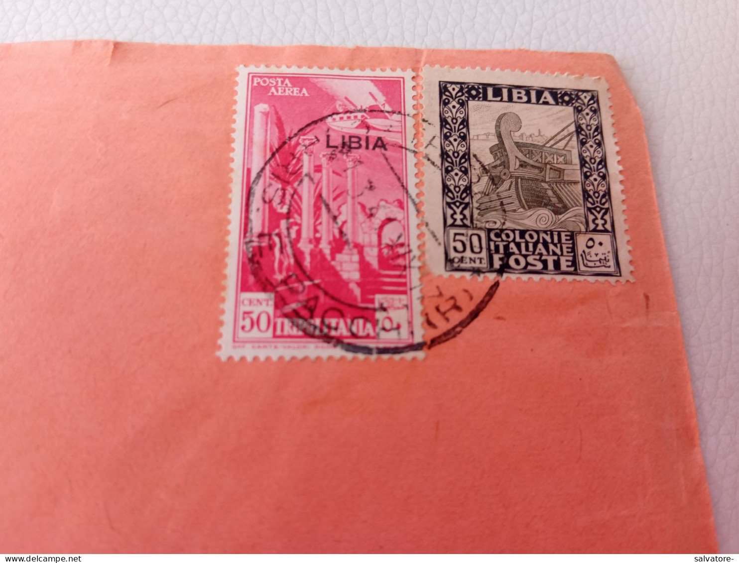 LETTERA CON 50 CENTESIMI POSTA AEREA LIBIA + 50 CENTESIMI COLONIE ITALIANE LIBIA-1942 - Libyen