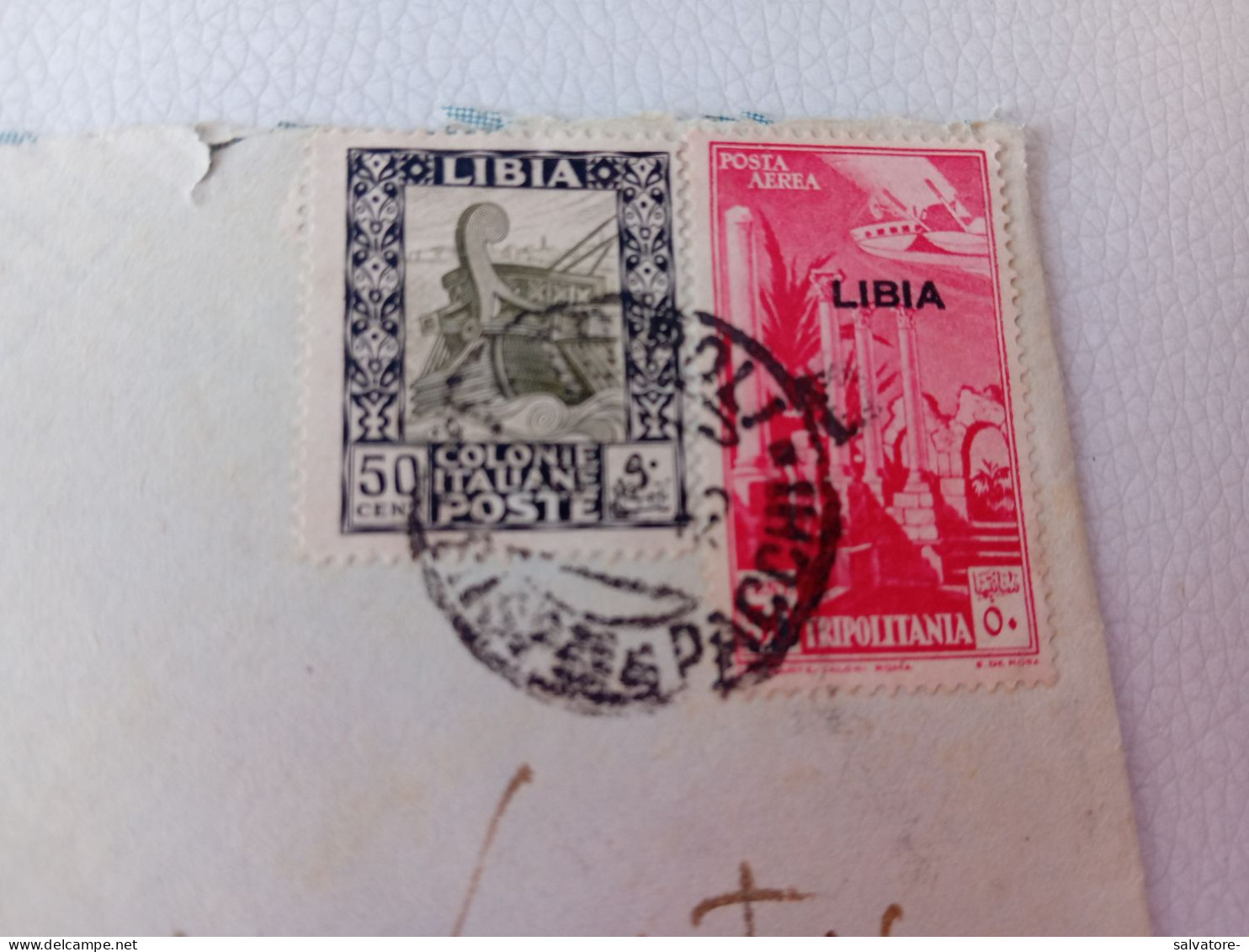 LETTERA CON 50 CENTESIMI POSTA AEREA LIBIA + 50 CENTESIMI COLONIE ITALIANE LIBIA-1942 - Libya