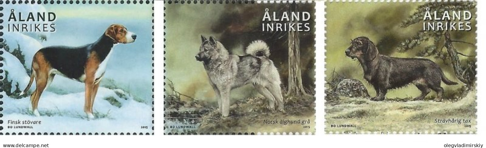 Aland Islands Åland Finland 2015 Dogs Strip Of 3 Stamps Mint - Unused Stamps