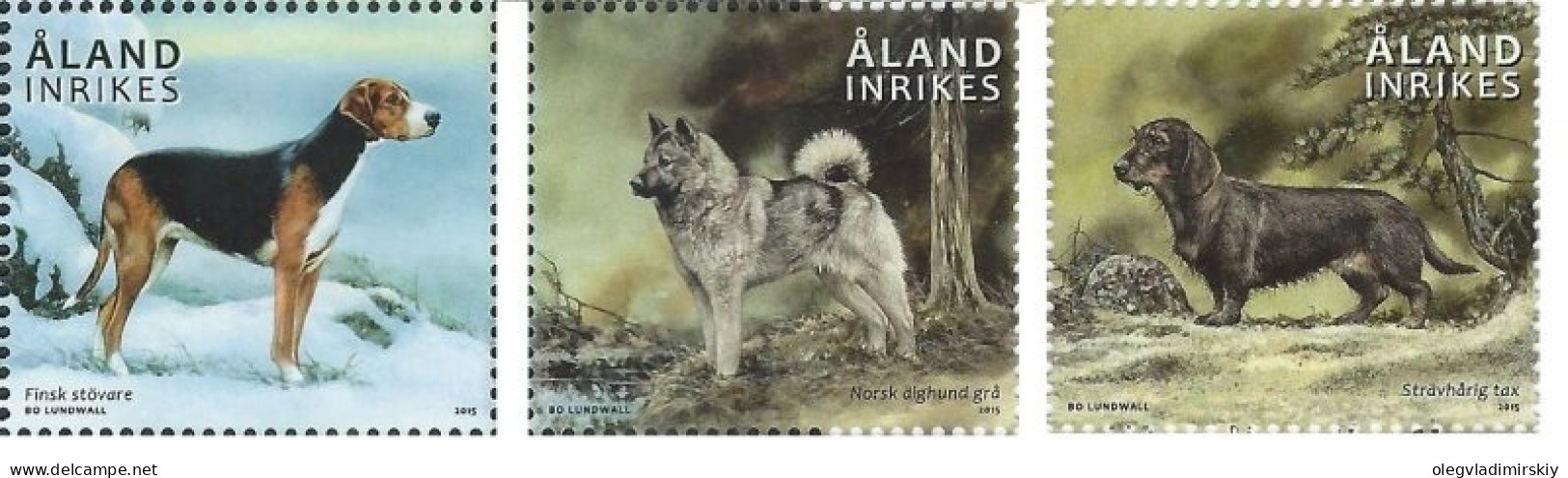 Aland Islands Åland Finland 2015 Dogs Strip Of 3 Stamps Mint - Ungebraucht