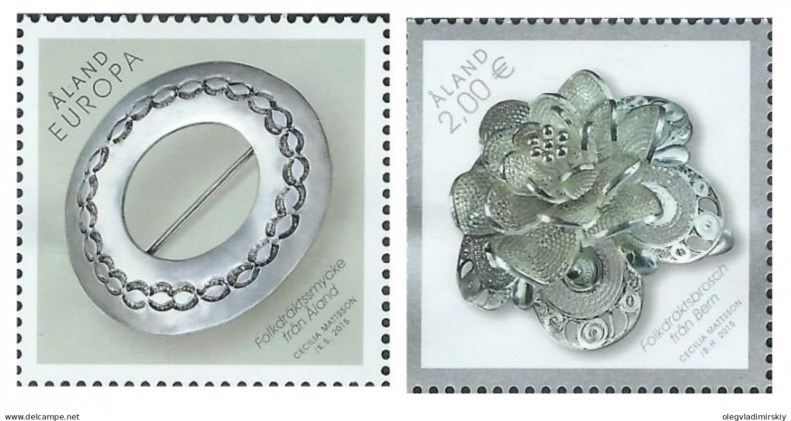 Aland Islands Åland Finland 2015 Jewelry Brooches Joint With Switzerland Set Of 2 Stamps Mint - Unused Stamps