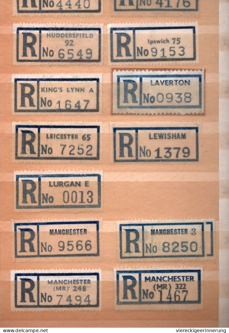 ! 3 Steckkarten, collection 291 R-Zettel aus Großbritannien, Great Britan, England, London, Einschreibzettel, Reco Label