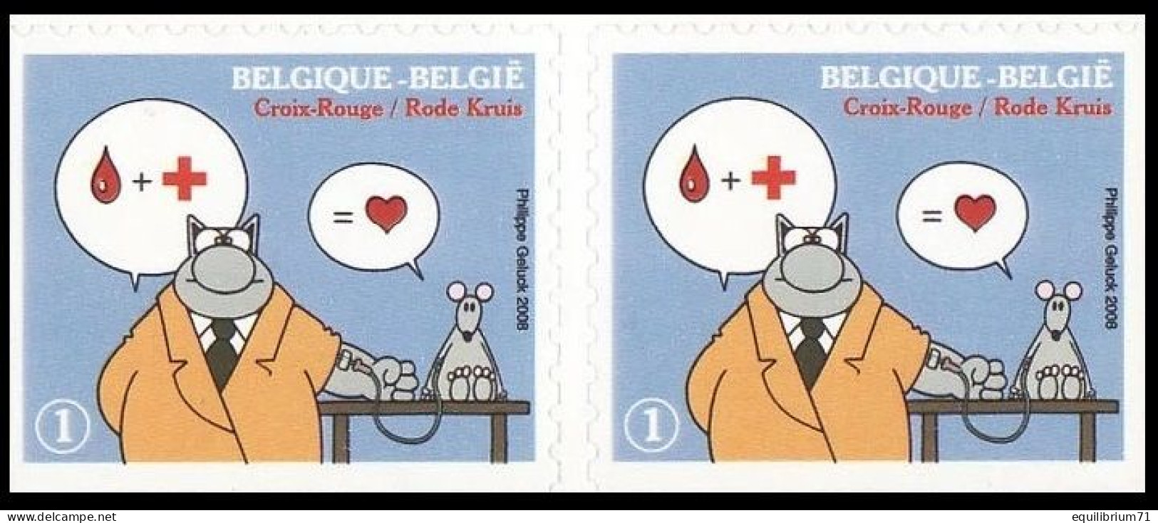 3748b/c**(B88/C88) - Croix-Rouge / Rode Kruis - Le Chat - Geluck - BELGIQUE / BELGIË / BELGIEN - Philabédés