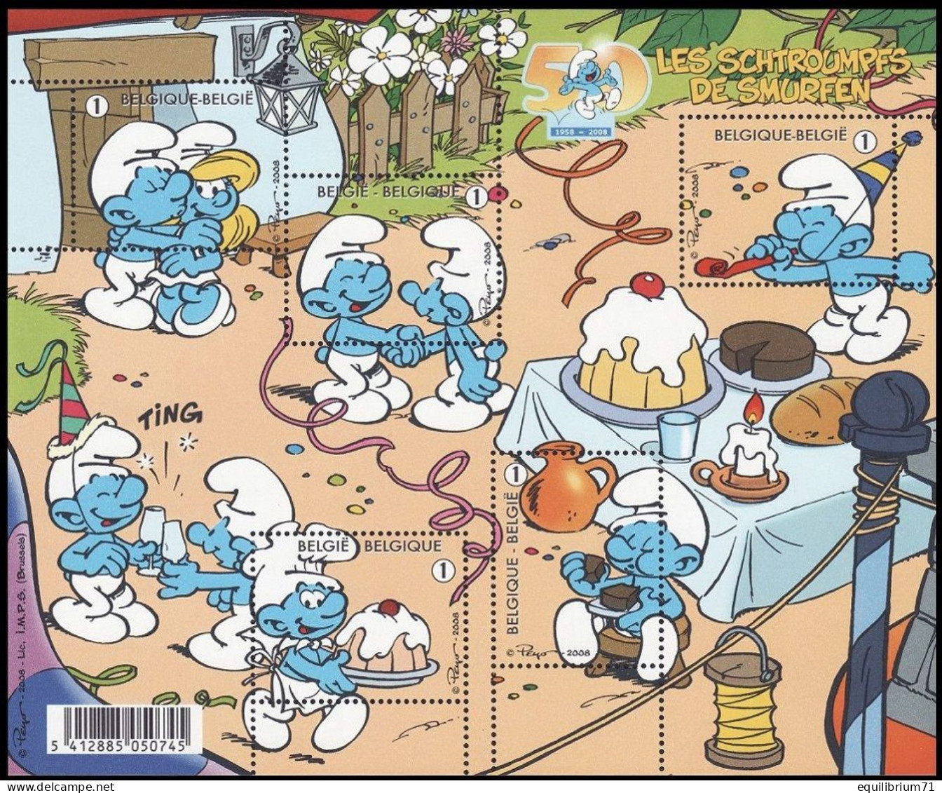 BL159**(3809/3813) - 50ans Des Schtoumpfs / 50 Jaar De Smurfen / 50 Jahre Schlümpfe / 50 Years Of The Smurfs - Philabédés (comics)