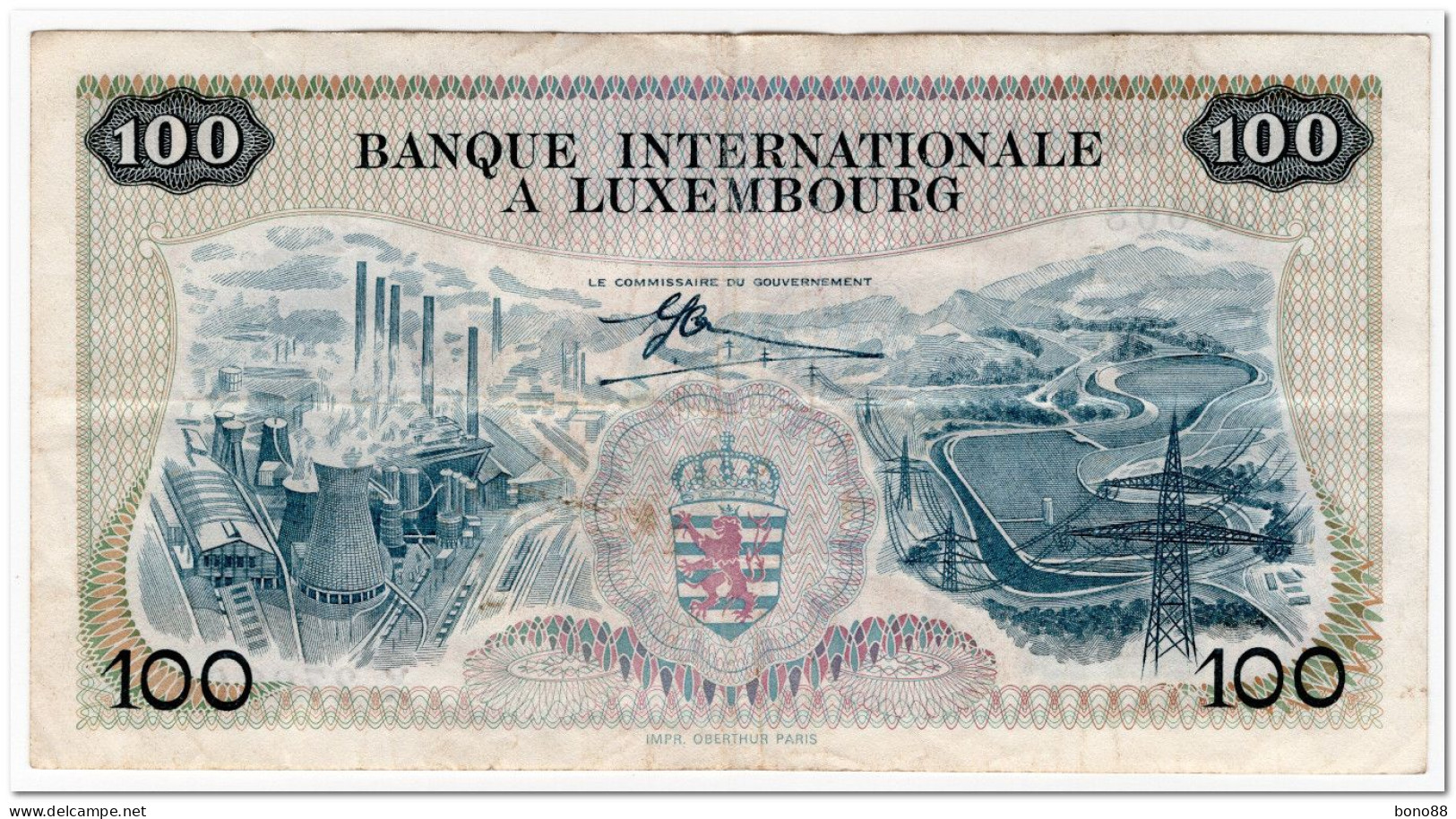 LUXEMBOURG,100 FRANCS,1968,P.14,aVF - Lussemburgo