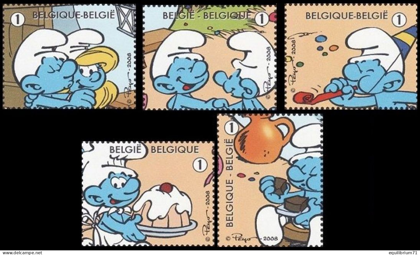 3809/3813**(BL159) - 50ans Des Schtoumpfs / 50 Jaar De Smurfen / 50 Jahre Schlümpfe / 50 Years Of The Smurfs - Philabédés (fumetti)