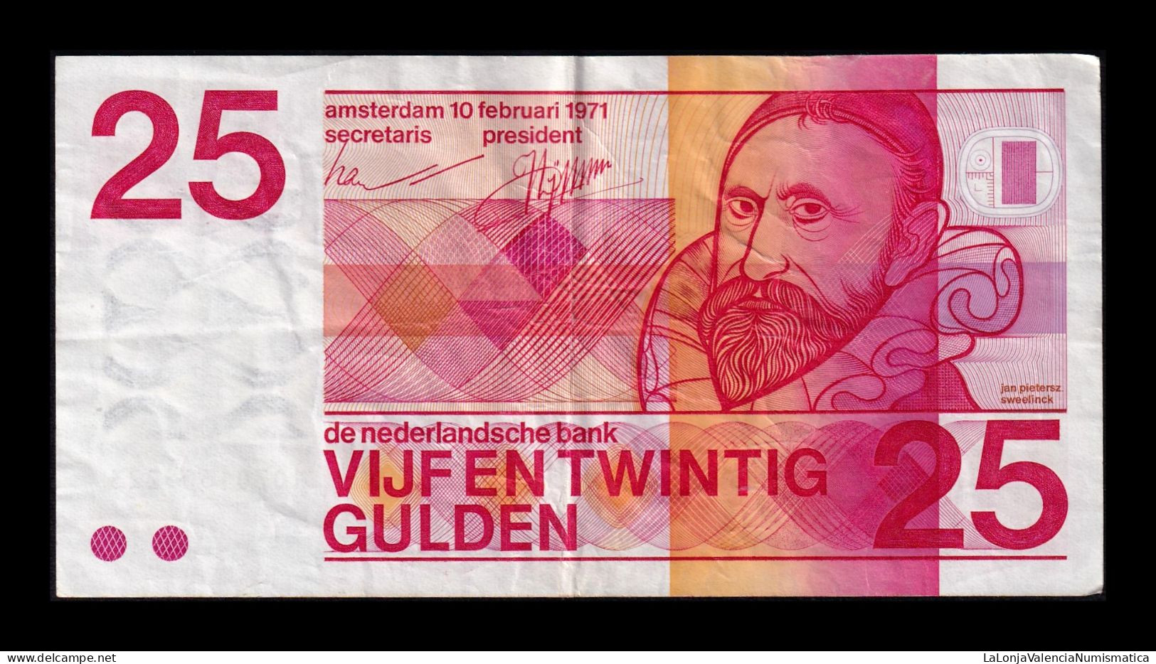 Holanda Netherlands 25 Gulden 1971 Pick 92b Mbc Vf - 25 Florín Holandés (gulden)