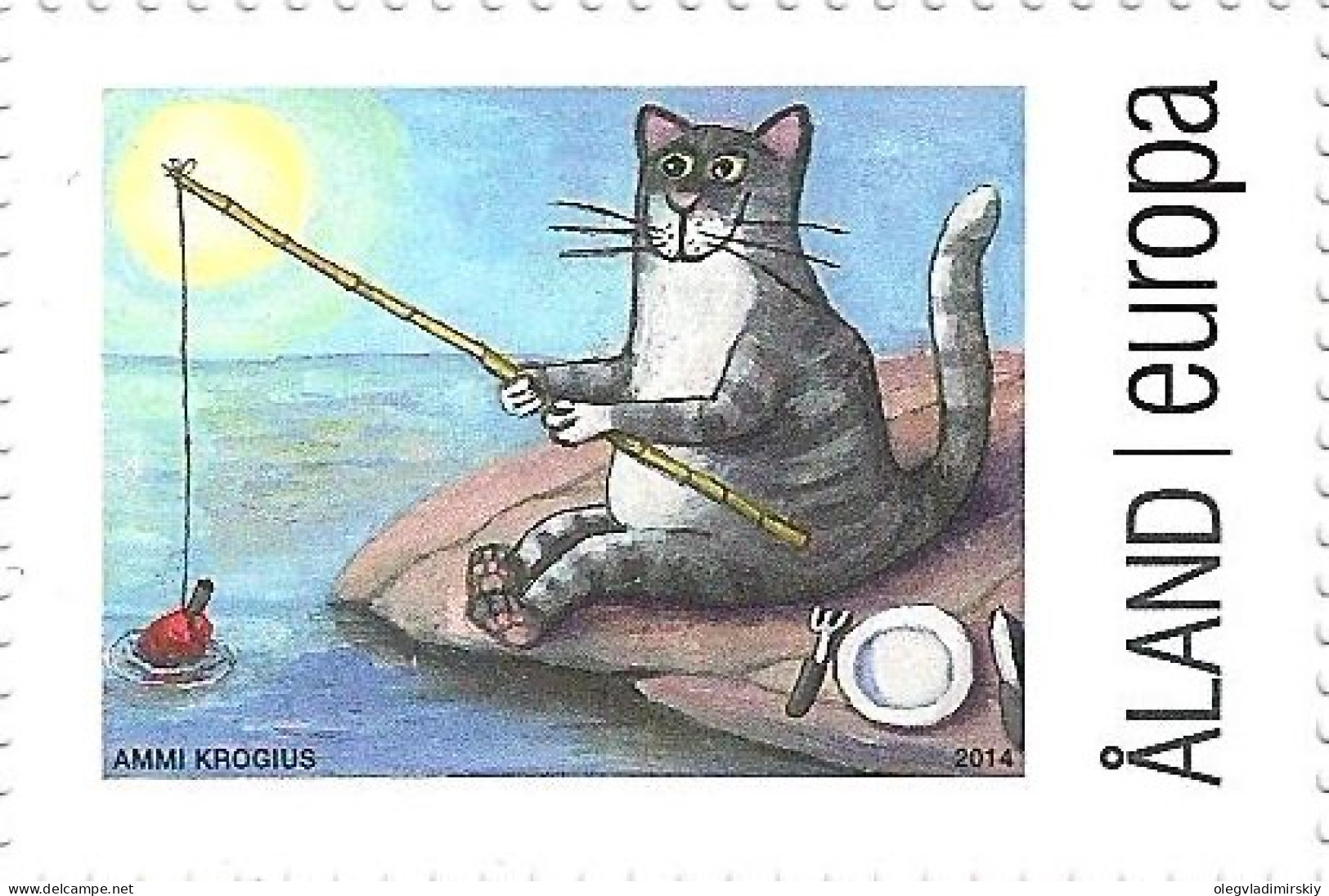 Aland Islands Åland Finland 2014 Cat Summer Fishing Stamp Mint - Ongebruikt