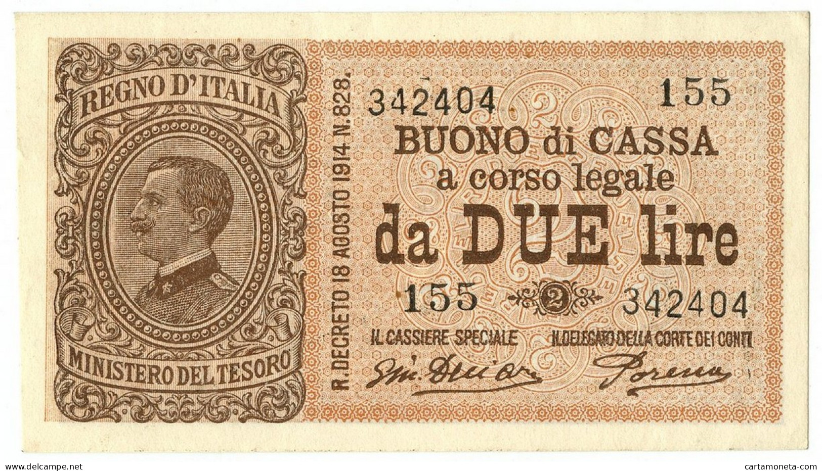 2 LIRE BUONO DI CASSA EFFIGE VITTORIO EMANUELE III 14/03/1920 SUP - Otros