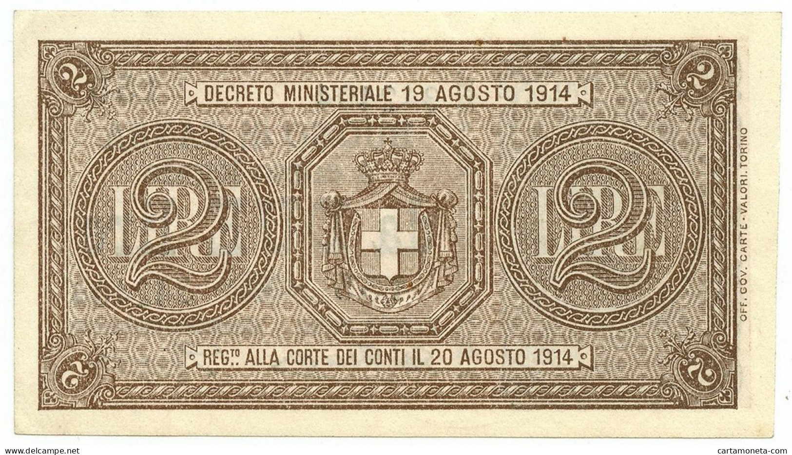 2 LIRE BUONO DI CASSA EFFIGE VITTORIO EMANUELE III 14/03/1920 SUP - Otros