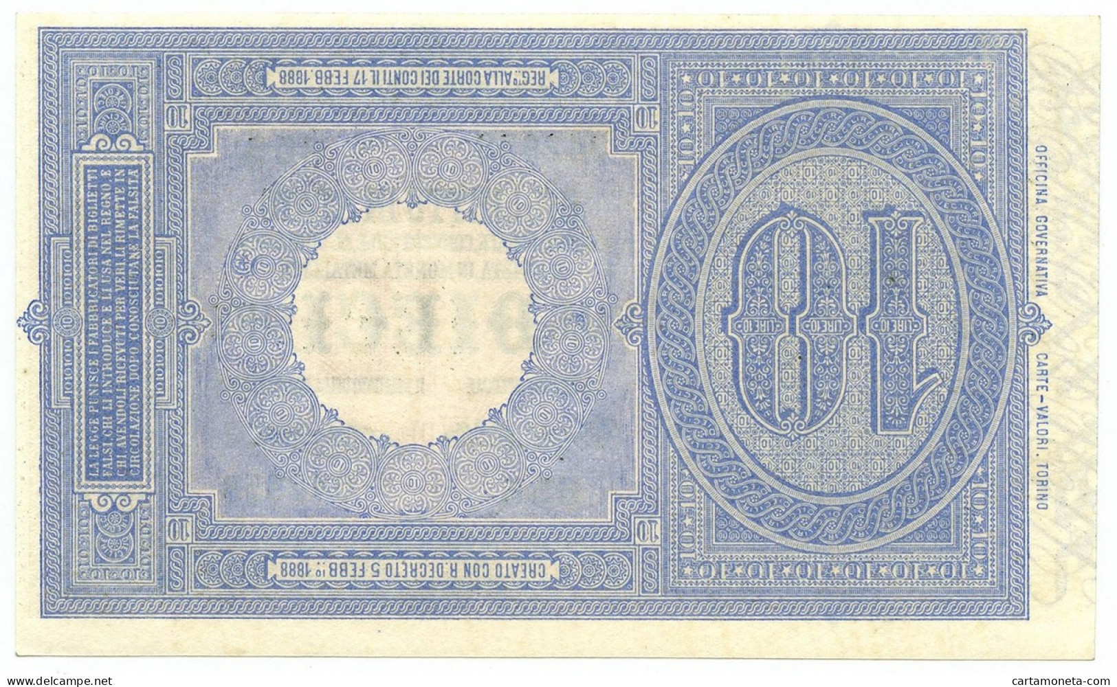 10 LIRE BIGLIETTO DI STATO EFFIGE UMBERTO I 25/10/1892 QFDS - Otros