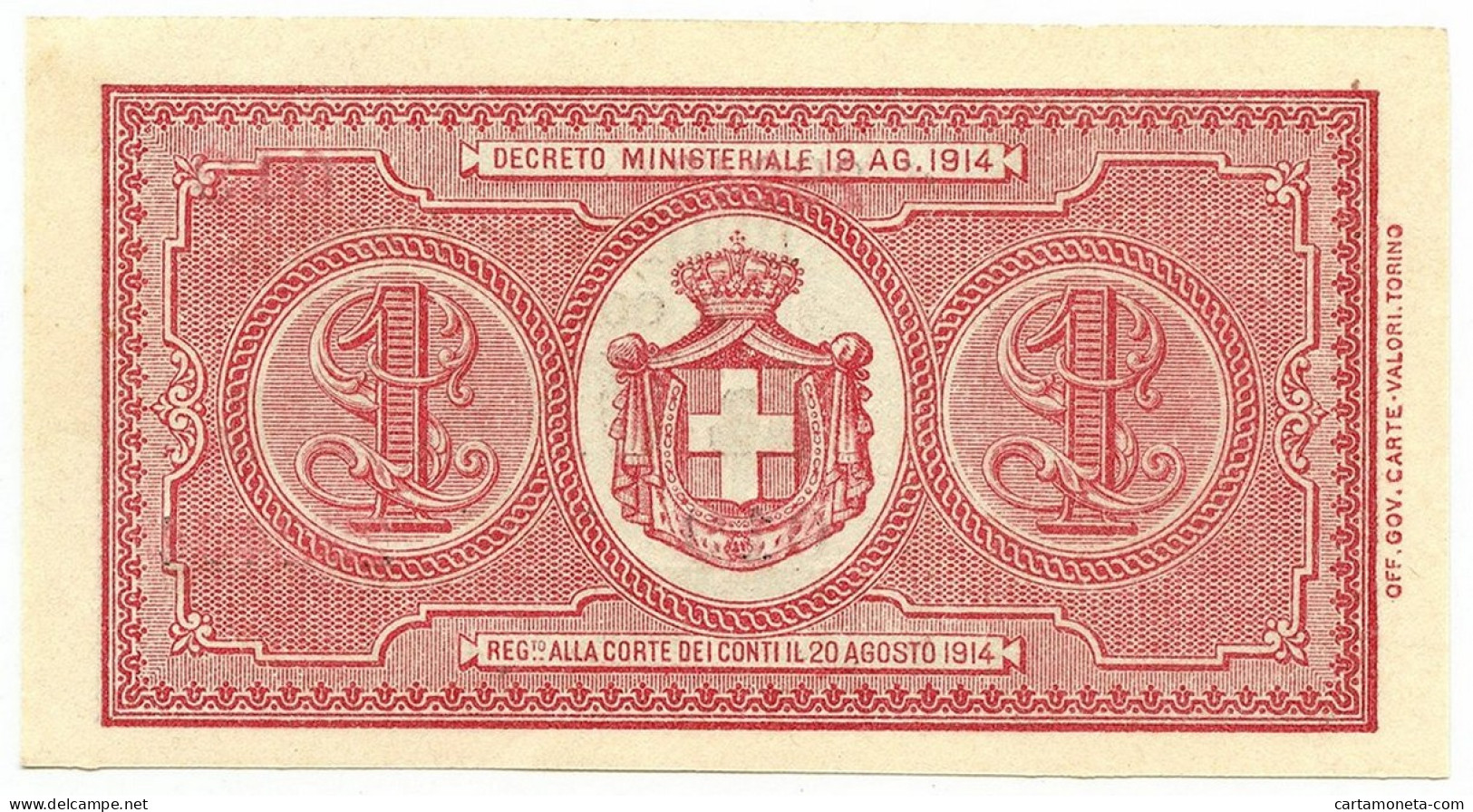 1 LIRA BUONO DI CASSA EFFIGE VITTORIO EMANUELE III 02/09/1914 FDS-/FDS - Andere