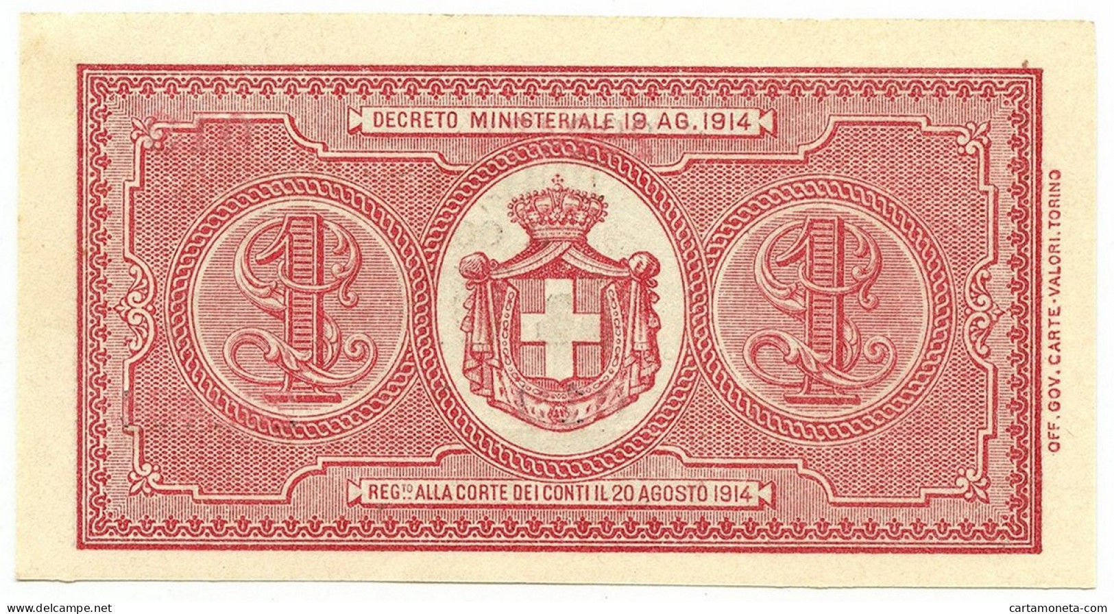 1 LIRA BUONO DI CASSA EFFIGE VITTORIO EMANUELE III 02/09/1914 FDS-/FDS - Regno D'Italia – Other