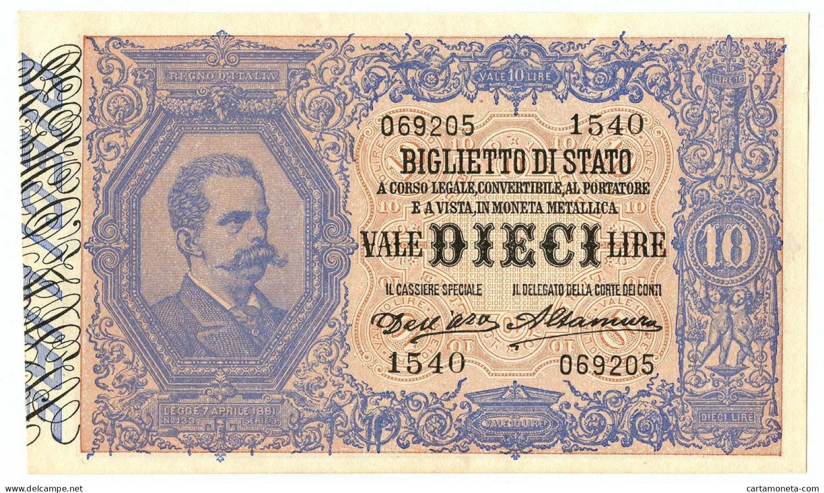 10 LIRE BIGLIETTO DI STATO EFFIGE UMBERTO I 13/01/1911 SUP - Andere