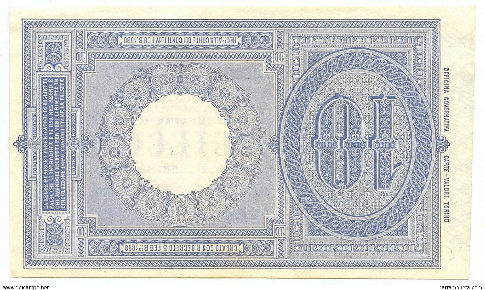 10 LIRE BIGLIETTO DI STATO EFFIGE UMBERTO I 13/01/1911 SUP - Otros