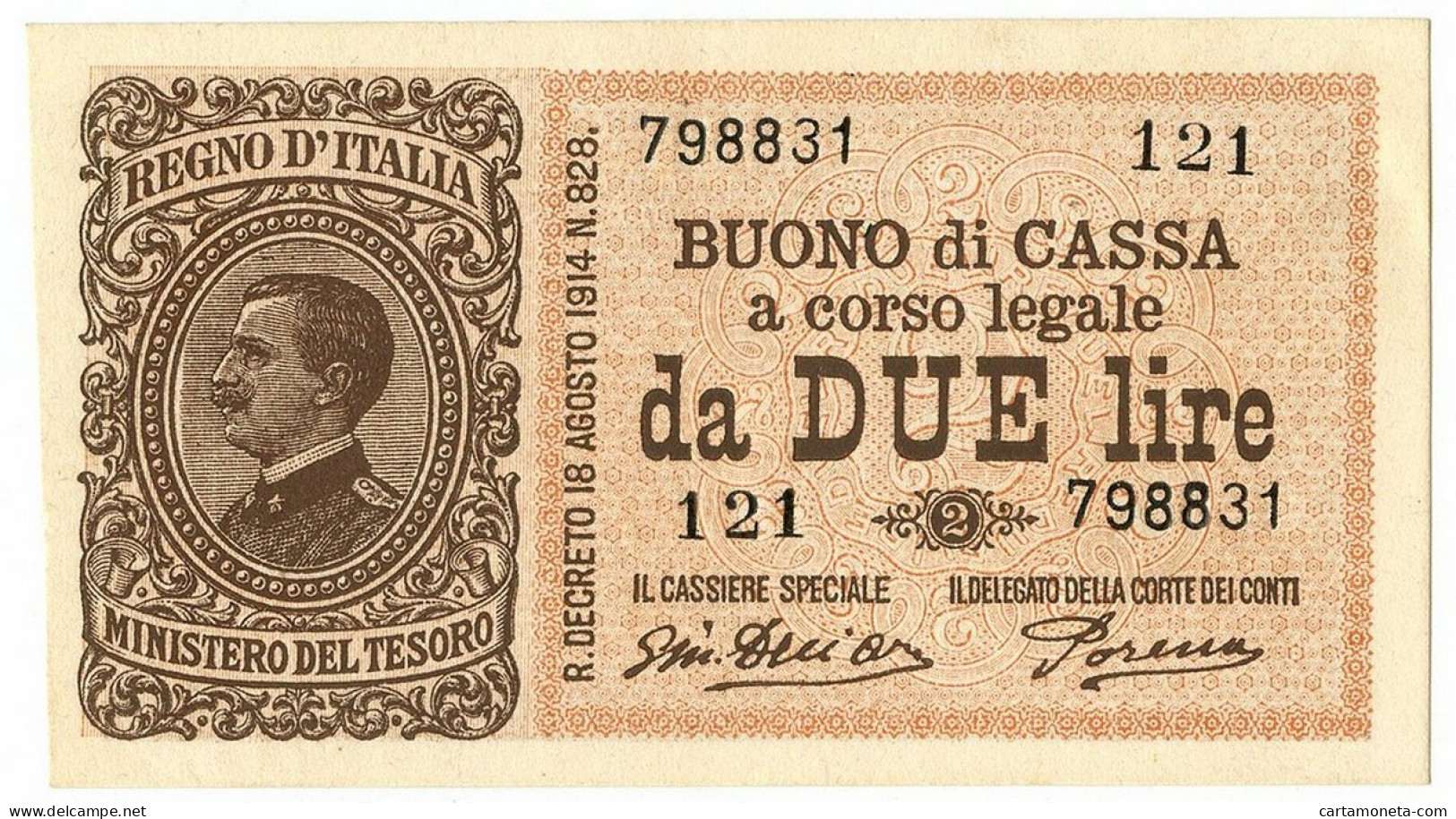 2 LIRE BUONO DI CASSA EFFIGE VITTORIO EMANUELE III 14/03/1920 SUP+ - Regno D'Italia – Other