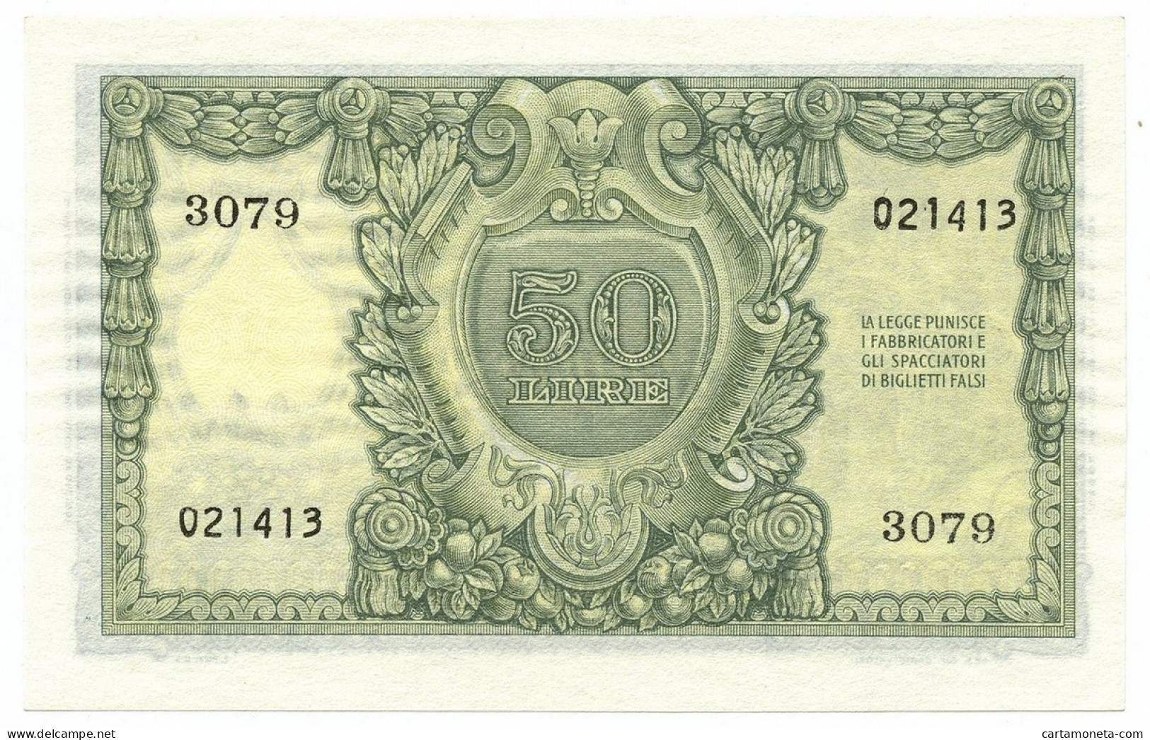 50 LIRE BIGLIETTO DI STATO ITALIA ELMATA DI CRISTINA 31/12/1951 FDS-/FDS - Other & Unclassified