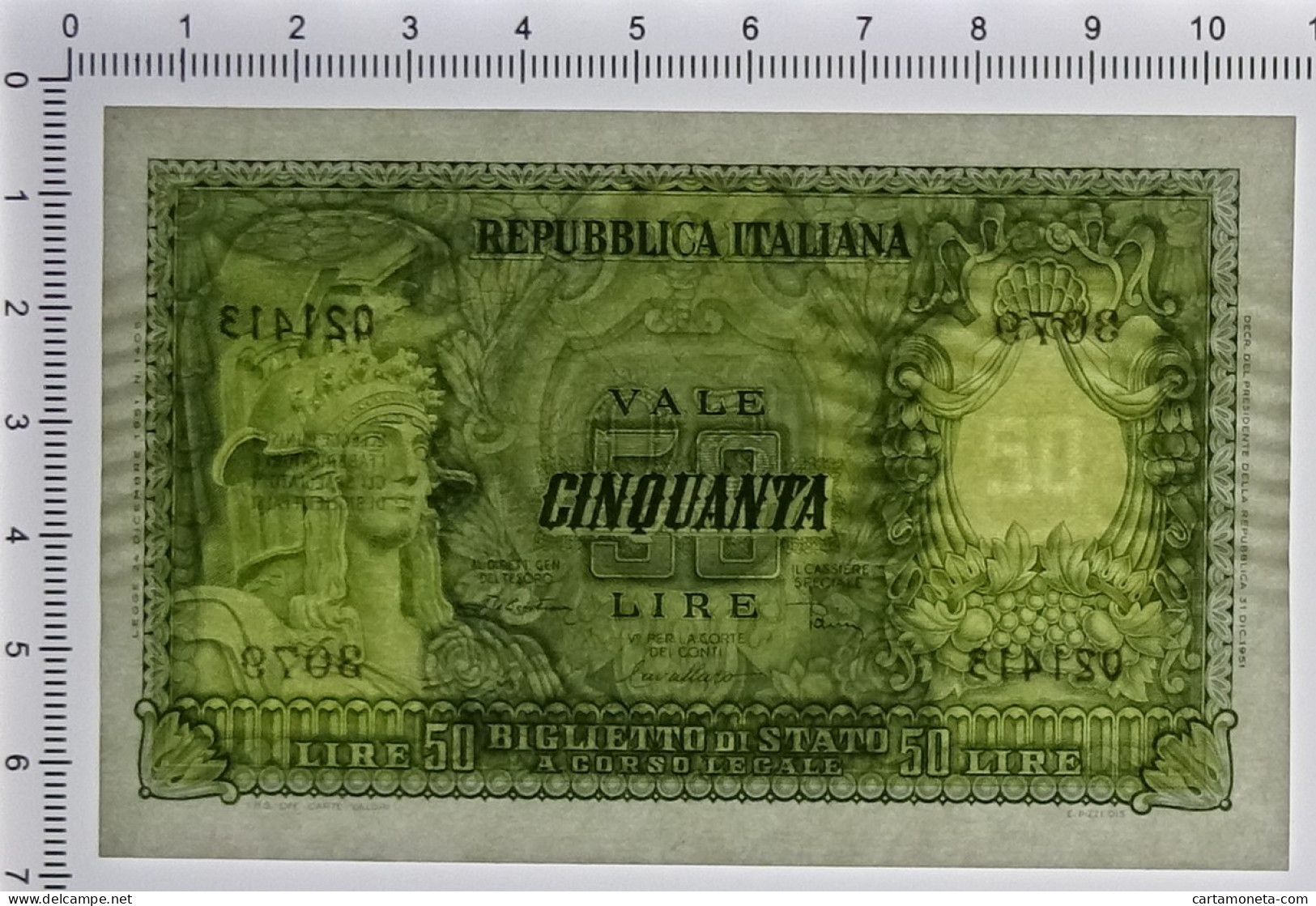 50 LIRE BIGLIETTO DI STATO ITALIA ELMATA DI CRISTINA 31/12/1951 FDS-/FDS - Andere & Zonder Classificatie