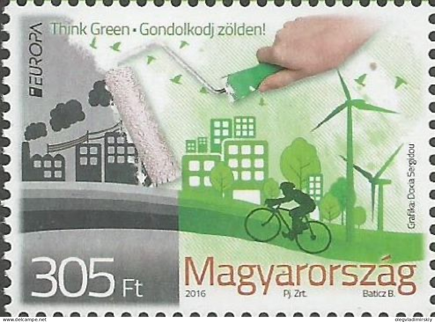 Hungary Ungarn Hongrie 2016 Europa CEPT Think Green Stamp Mint - 2016