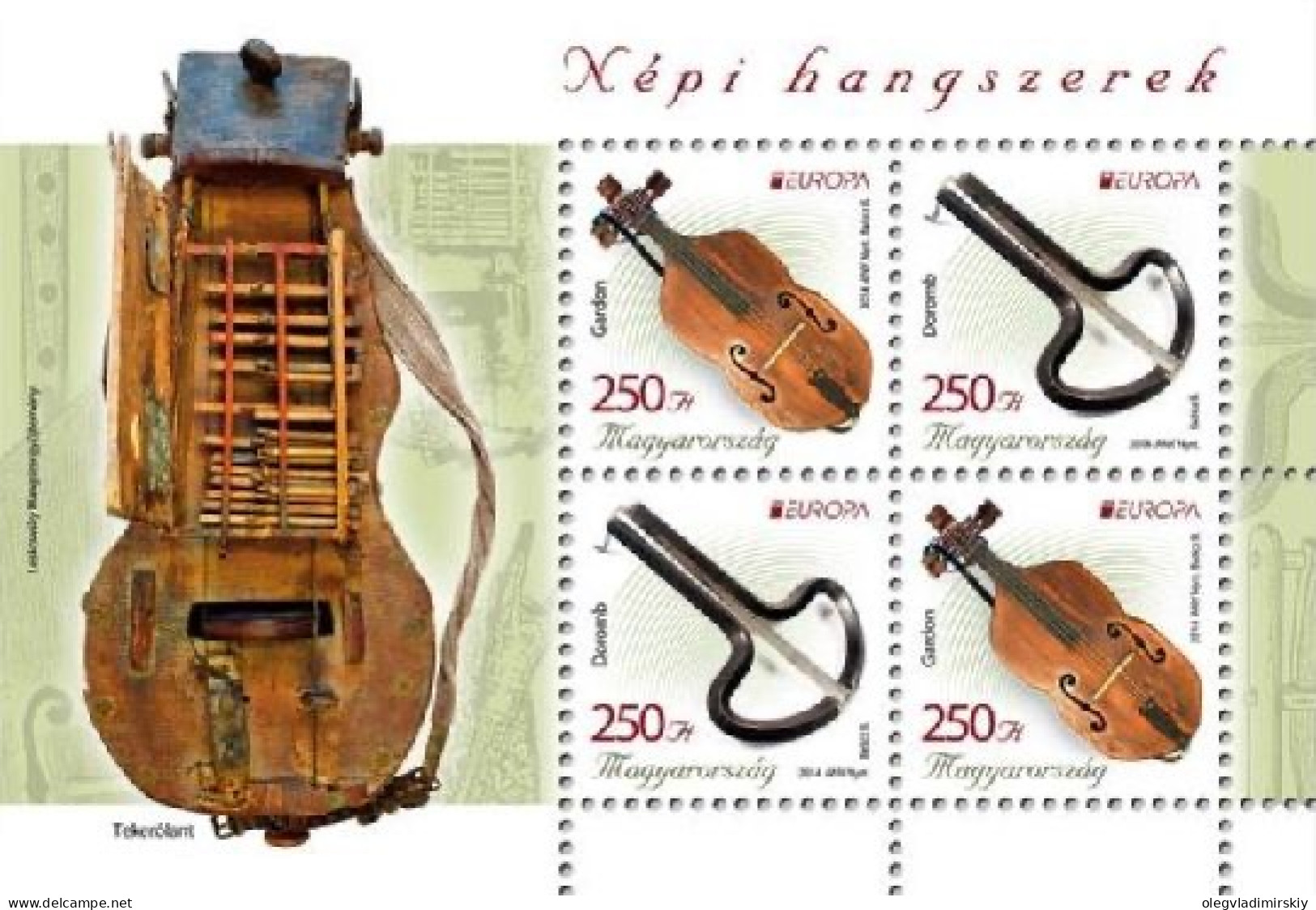 Hungary Ungarn Hongrie 2014 Europa CEPT Old Music Instruments Block Of 2 Sets Mint - Musique