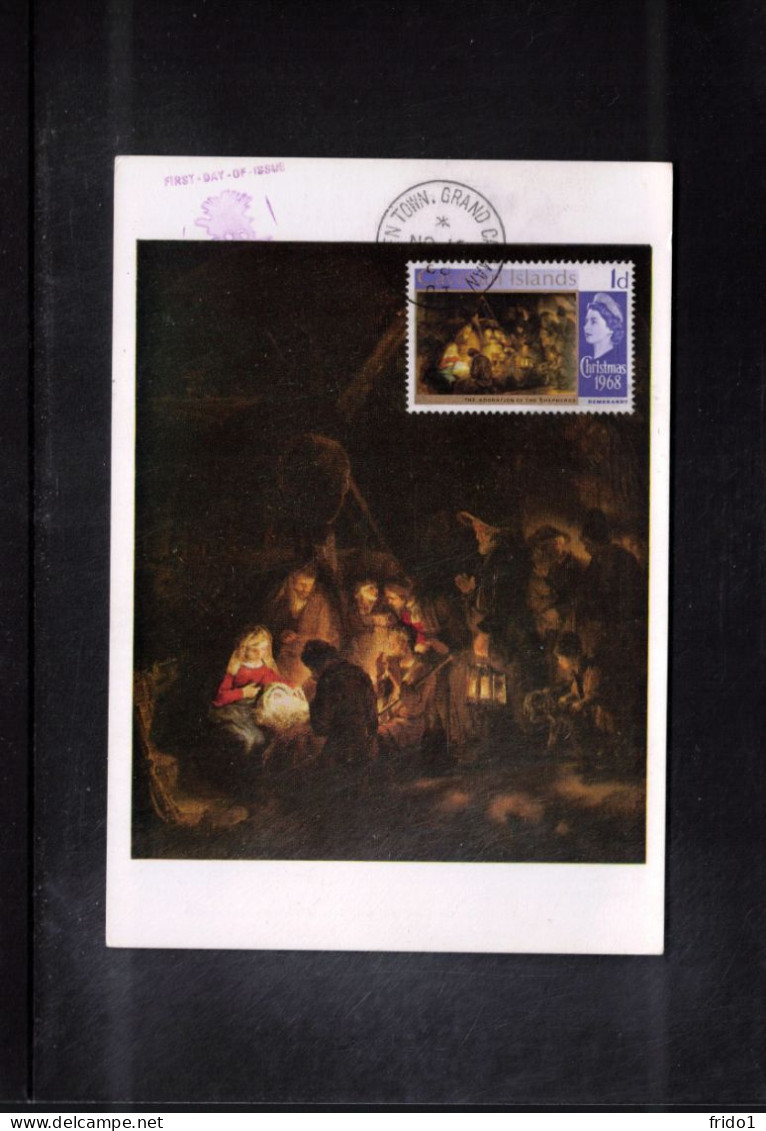 Cayman Islands 1968 Art - Rembrandt Painting Interesting Maximum Card - Rembrandt