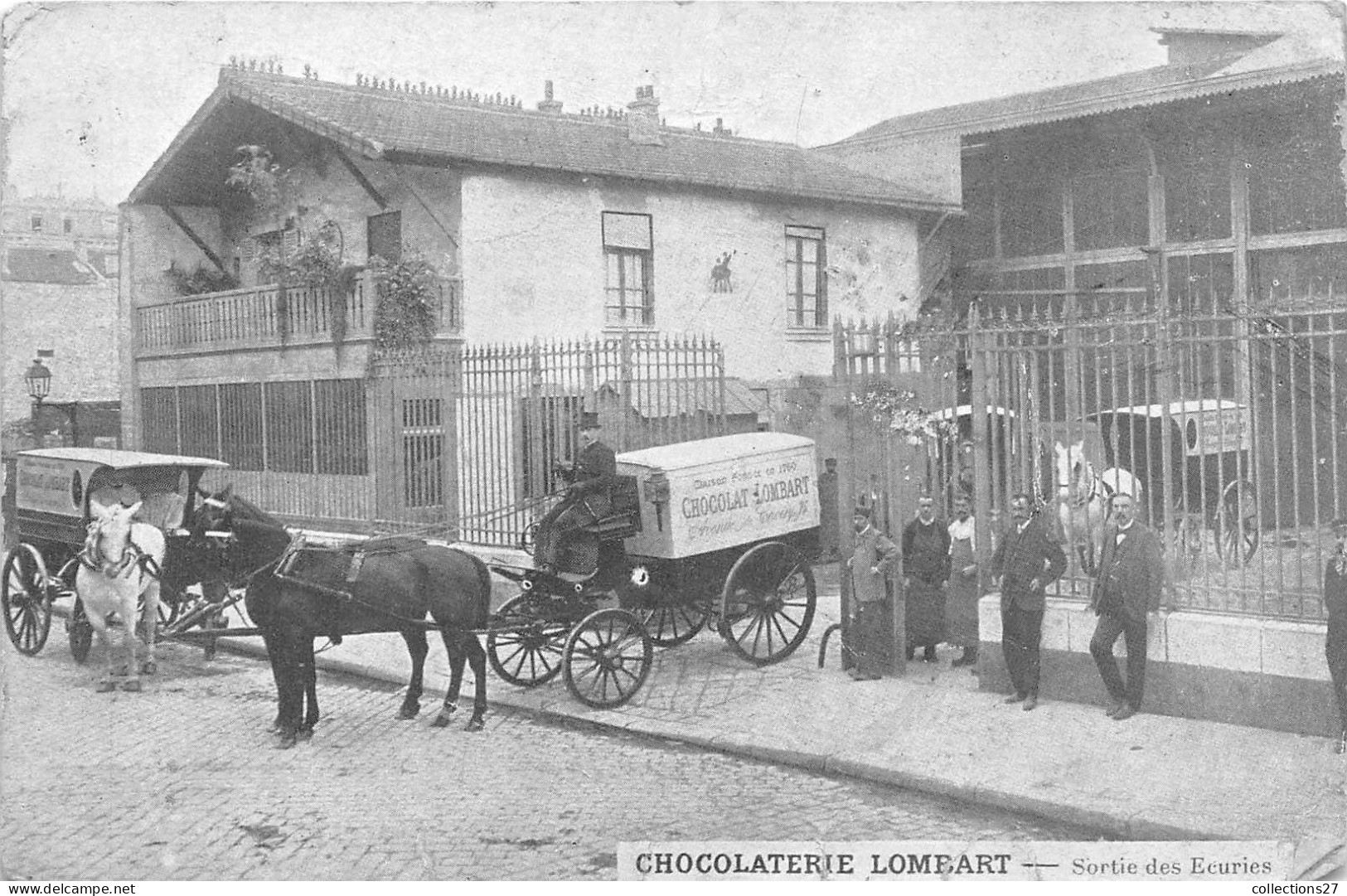 PARIS-75015- AVE DE CHOISY, CHOCOLATERIE LOMBART 2 CARTES SORTIES DES HOMME ET SORTIE DES ECURIES - Arrondissement: 13