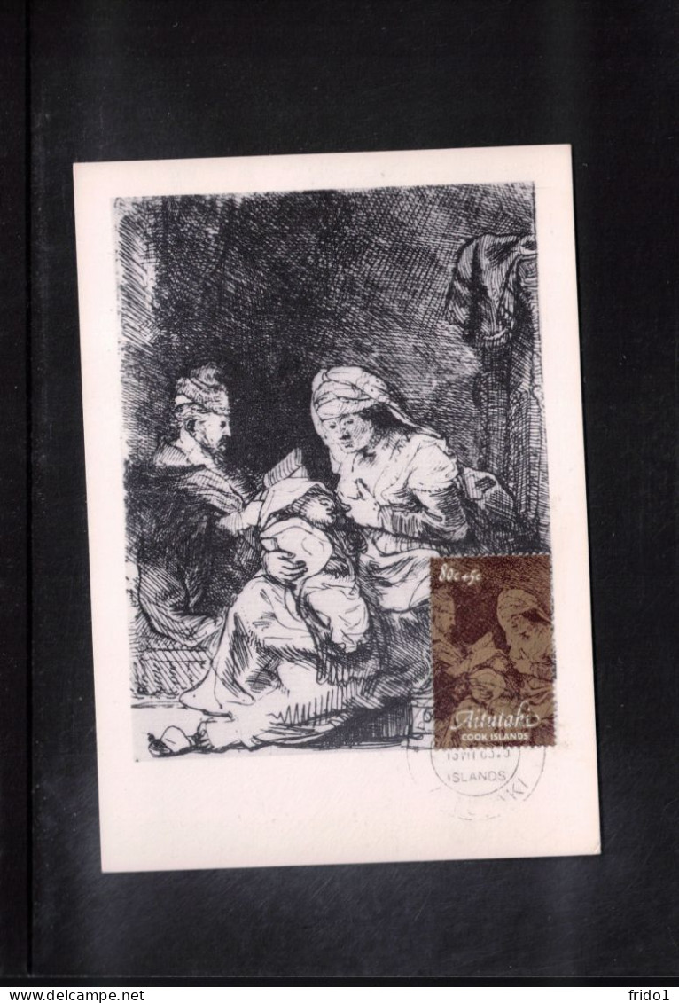 Aitutaki 1983 Art - Rembrandt Painting Interesting Maximum Card - Rembrandt