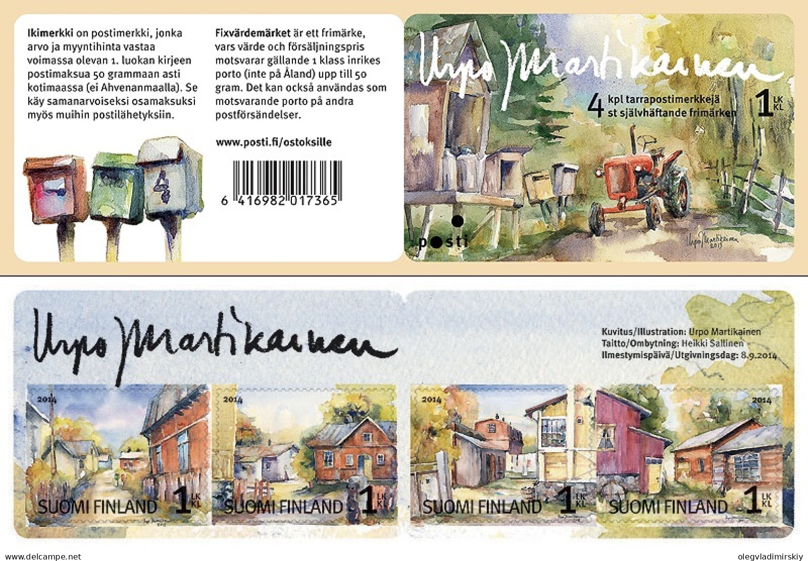 Finland Finnland Finlande 2014 Autumn In Old Wooden Towns Set Of 4 Stamps In Booklet Mint - Ungebraucht