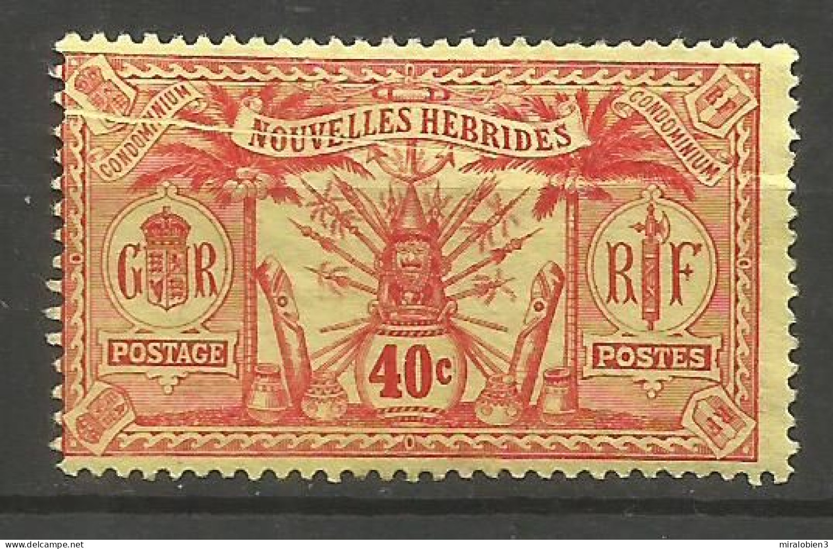 NUEVAS HEBRIDES YVERT NUM. 43 NUEVO SIN GOMA -DOBLEZ ANTES DE LA IMPRESION- - Unused Stamps