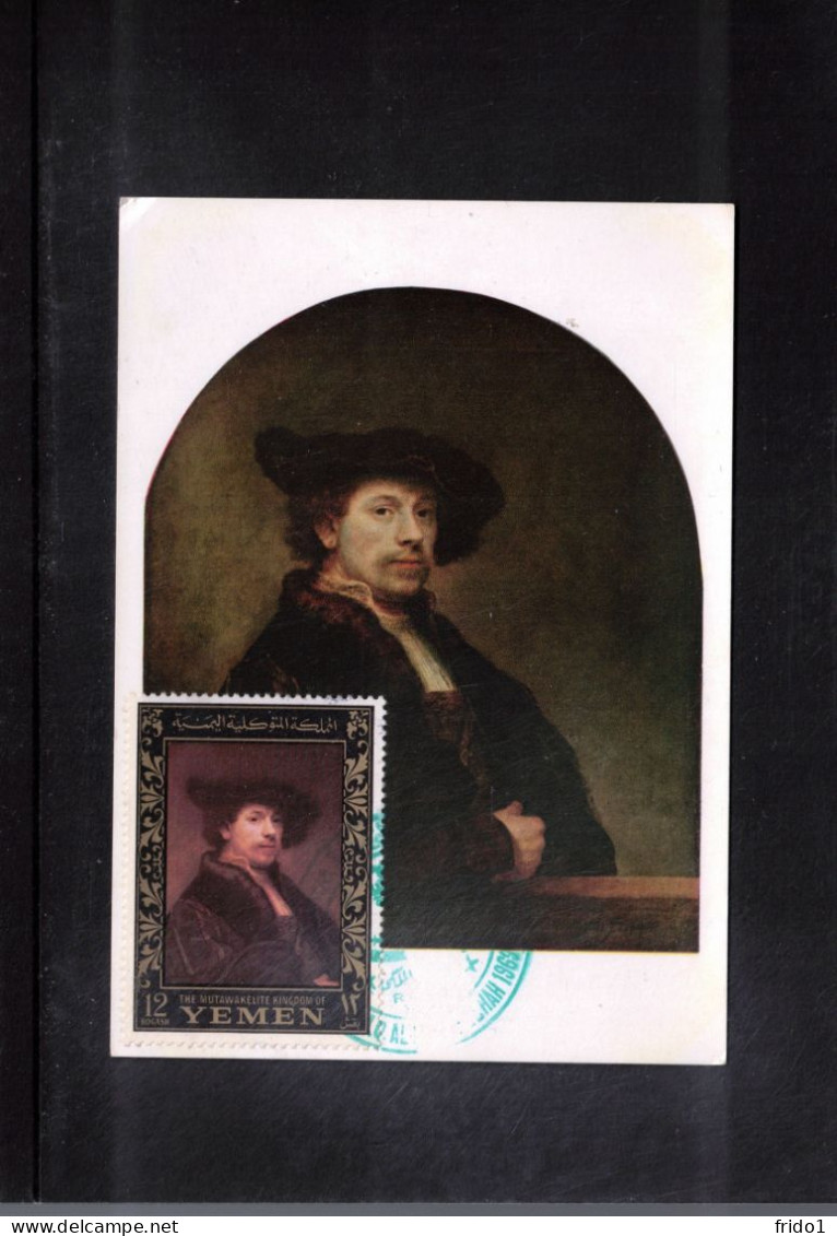 Yemen 1967 Art - Rembrandt Painting Interesting Maximum Card - Rembrandt