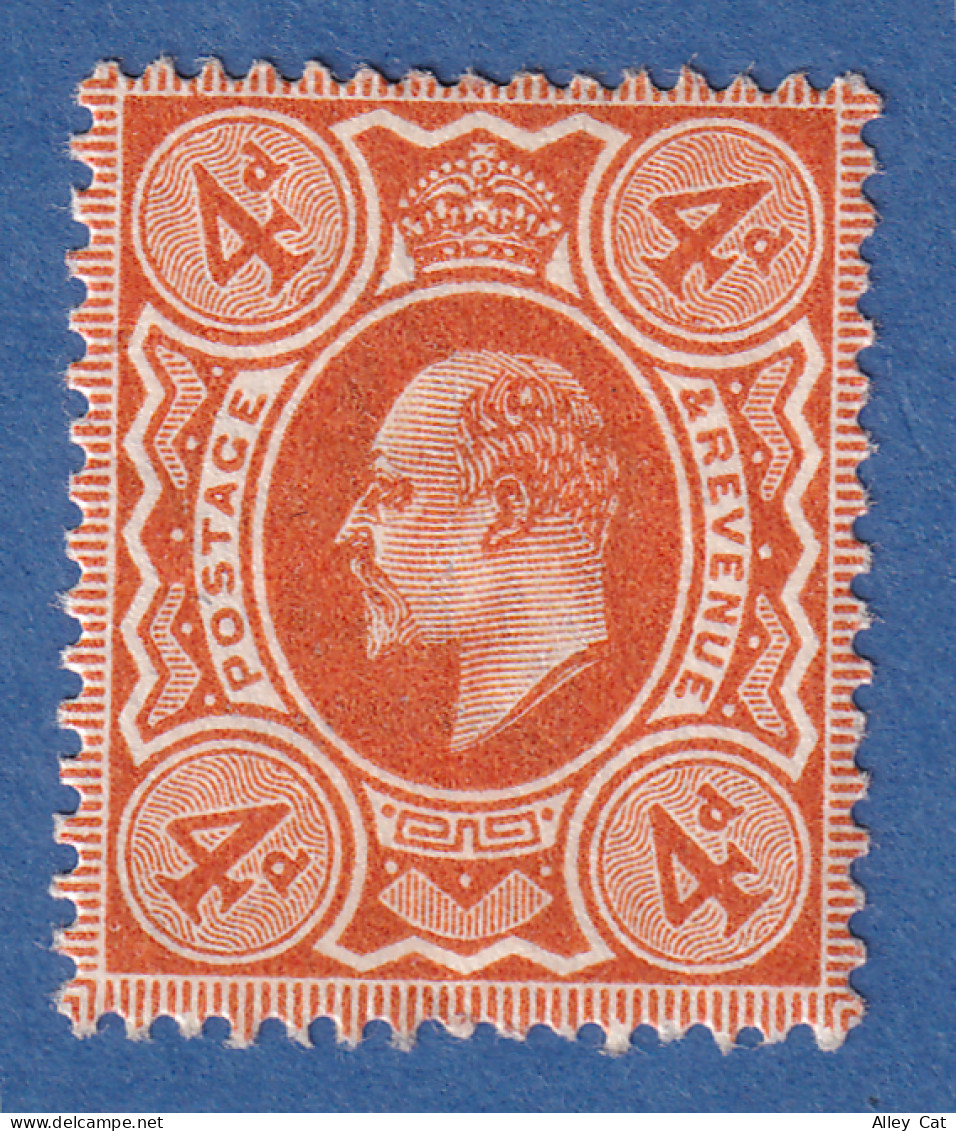 GB 1910 KE VII SG 278 4d Orange - Unused No Gum - Ongebruikt