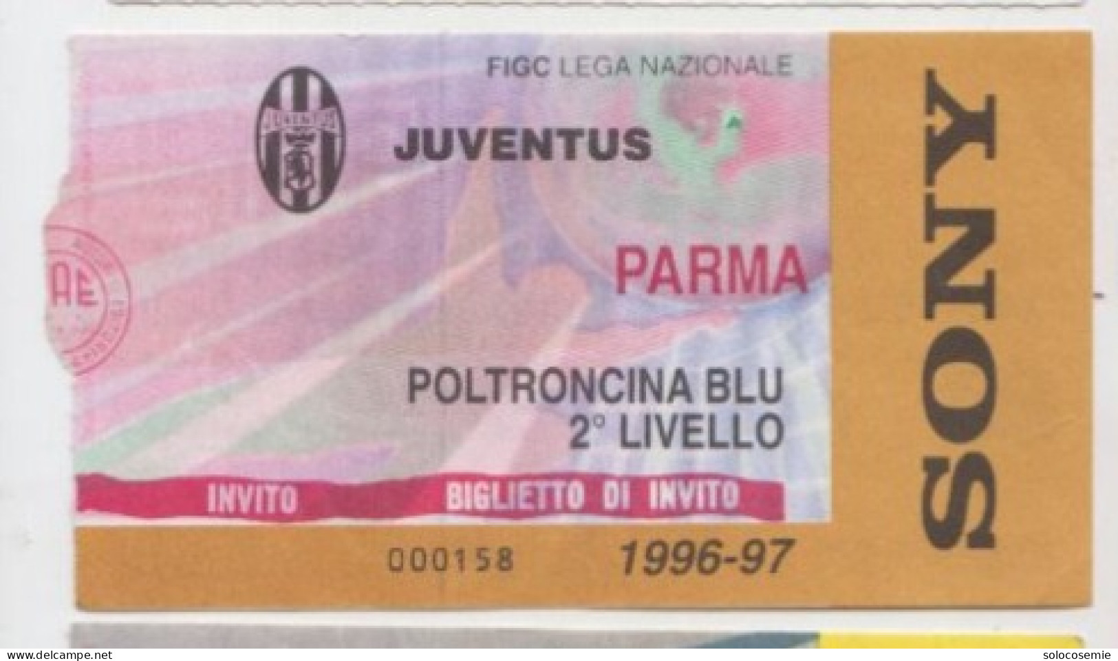 1996/97 JUVENTUS - PARMA   #  Calcio  #  Ingresso  Stadio / Ticket  000158 - Eintrittskarten