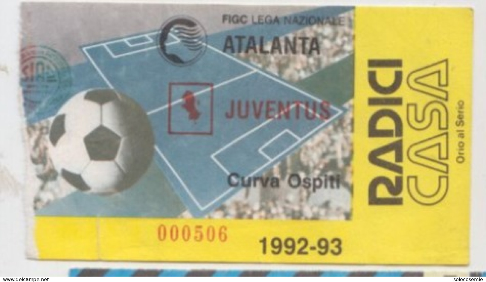 1992/93  ATALANTA  /JUVENTUS  #  Calcio  #  Ingresso  Stadio / Ticket  000506 - Eintrittskarten