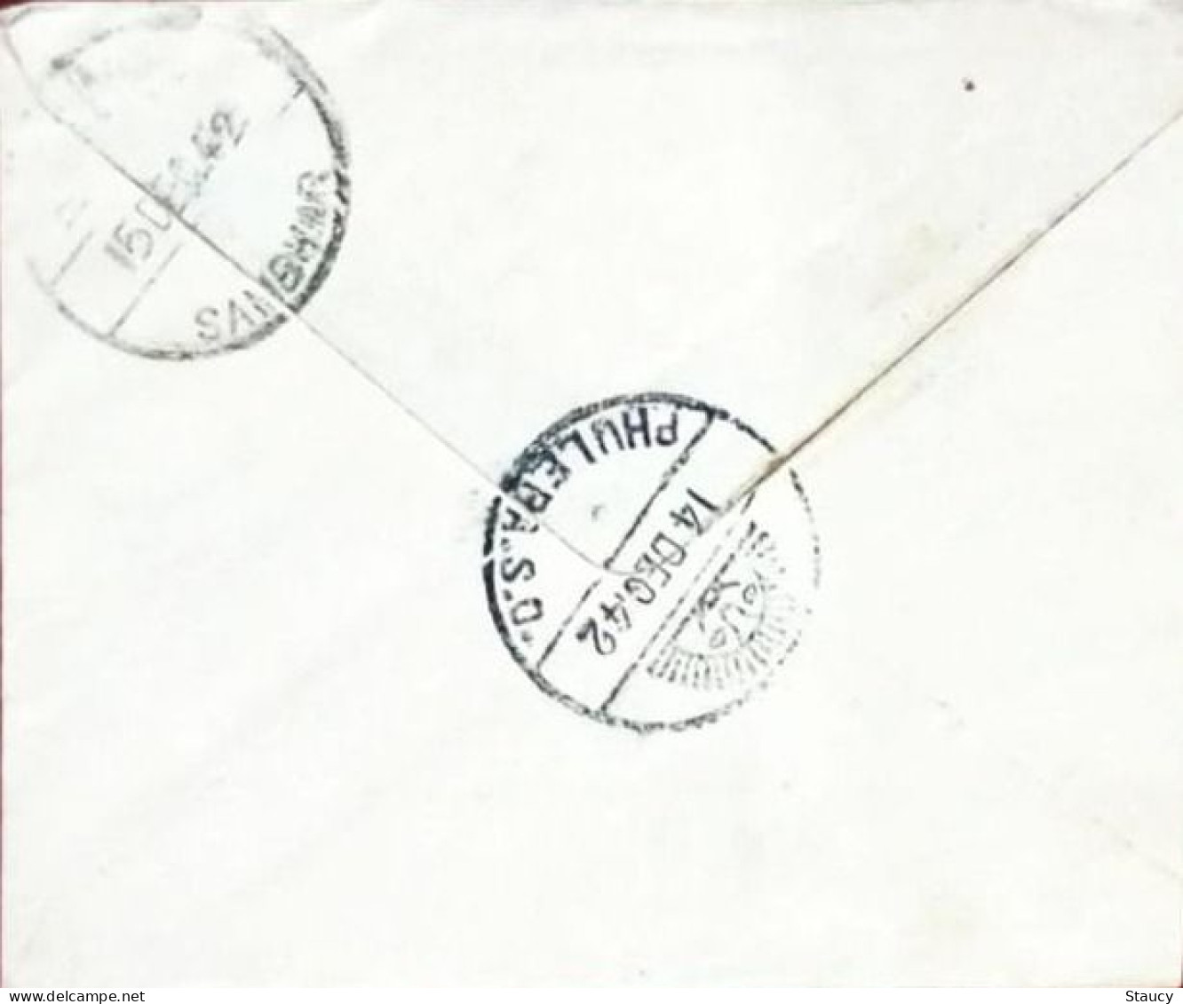 BRITISH INDIA 1942 1/4a Anna FRANKING On 1/2a "JAYPORE STATE" Stationery COVER, NICE CANCEL ON Front & Back As Per Scan - Jaipur