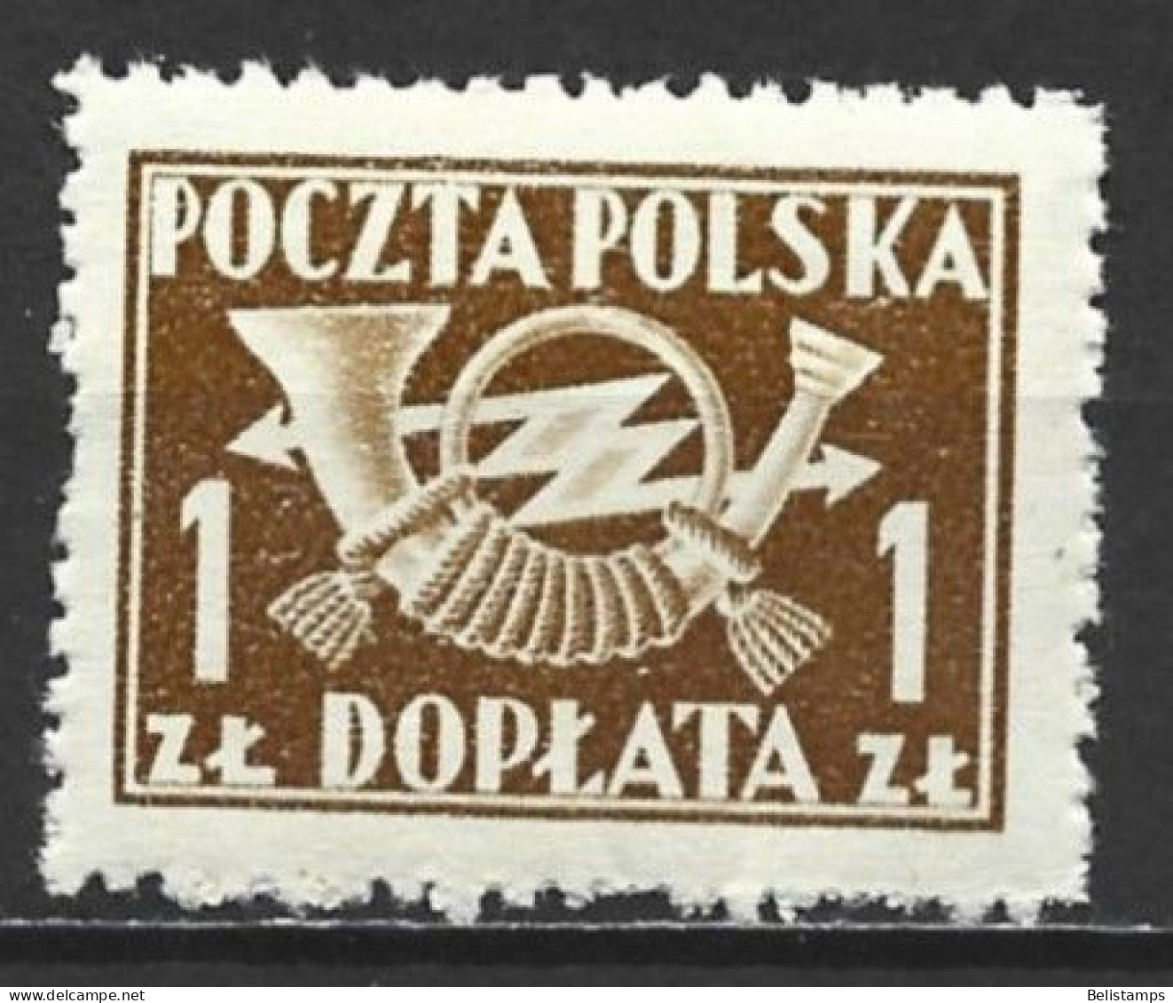 Poland 1949. Scott #J106A (MNH) Post Horn With Thunderbolts - Segnatasse