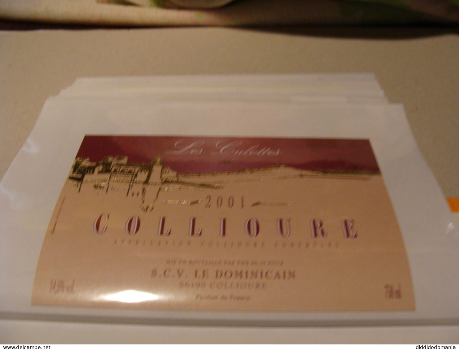 Etiquette De Vin Jamais Collée Wine Label  Weinetikett 1 Etiquettes Languedoc Roussillon Collioure Le Dominicain 2001 - Languedoc-Roussillon