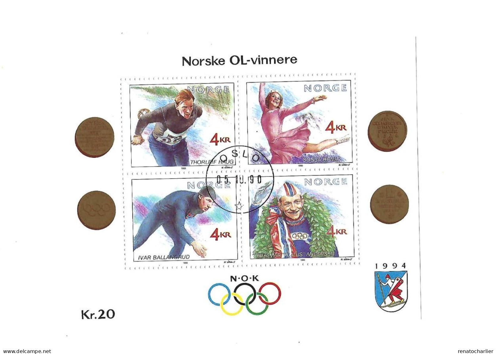 Vainqueurs Norvégiens Aux Jeux Olympiques. - Hojas Bloque