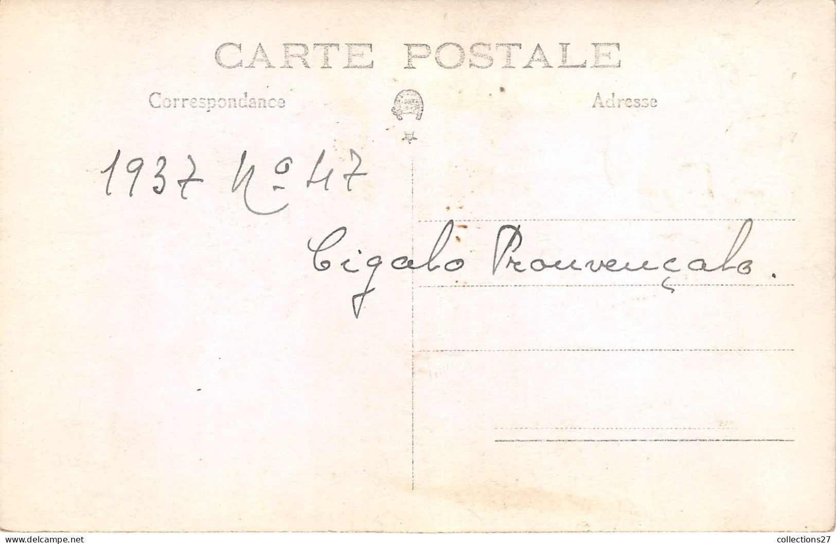 84-APT- CARTE PHOTO - CAVALCADE 1937 CIGALO PROVENCALE - A CONTROLER - Apt